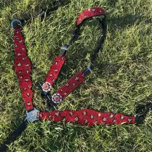 Red Cheetah Rhinestone Tack Set