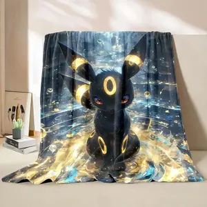 Eevee & Umbreon Flannel Blanket – Soft Cozy Anime Throw for Bedroom, Dorm Room, Sofa, Couch, Living Room and Home Lounging Comfort