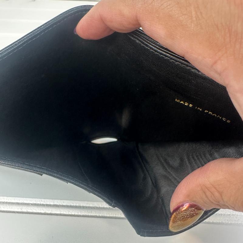 Pre-owned CHANEL Leather Small Leather Goods Bifold Wallet Black Caviar with Coco Brand 200 4