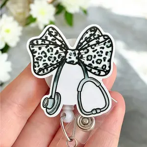Glitter My Badge Cheetah stethoscope badge reel for nurse and hospital workers. Badge clip Badge pull - Retractable swivel clip with a 360 rotation. Great gift for coworker