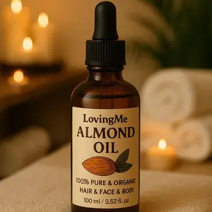 Lovingme Sweet Almond Oil 100% Pure & Natural Premium Grade Carrier Oil for Skin Hair & Body Massage Hexane-Free 100ml Moisturizing Care