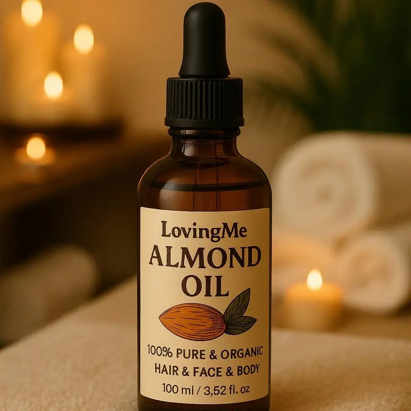 Lovingme Sweet Almond Oil 100% Pure & Natural Premium Grade Carrier Oil for Skin Hair & Body Massage Hexane-Free 100ml Moisturizing Care