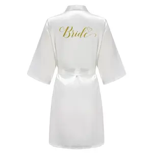 New Bathrobe Bride Satin-Silk Robe Women Bridal Party Sister Team Mother Shower Gift Bridesmaid Wedding Short Robes YE7883