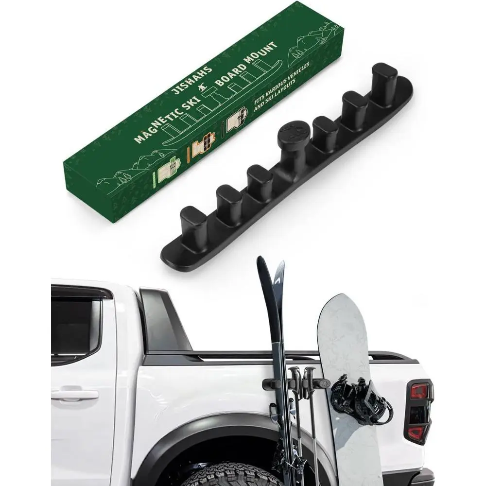 Magnetic Ski Holder for Side of Car – Strips Magnetic Mount For Snowboard – Prevent Ski and Snowboard from Tipping Over – Protects Vehicle from Scratches – Snowboard Accessories (Black)