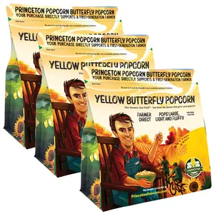 6lbs (Pack of 3 2lb) Bag Princeton Popcorn Large Yellow Popcorn Kernels, Fluffy & Large, Non GMO, Hulless, Farmer Direct, Gluten Free for Popping, Ideal for Oil Popcorn Popper, Microwave Popcorn or Air Popper