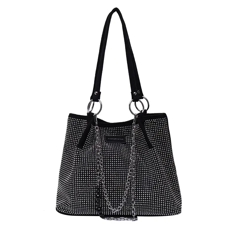 Elegant Studded Shoulder Bag for Women with Fashionable Chain Strap Large Capacity Tote for Work School Party Dating Casual Commuting