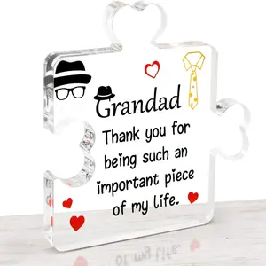 Father's Day Gift for Grandad, Birthday Grandad Gifts from Grandchildren, Grandad Puzzle Piece Acrylic Plaque Gifts, Grandad Gifts Ideas, Best Grandad Presents on Father's Day Christmas  - Acrylic Puzzle Plaque