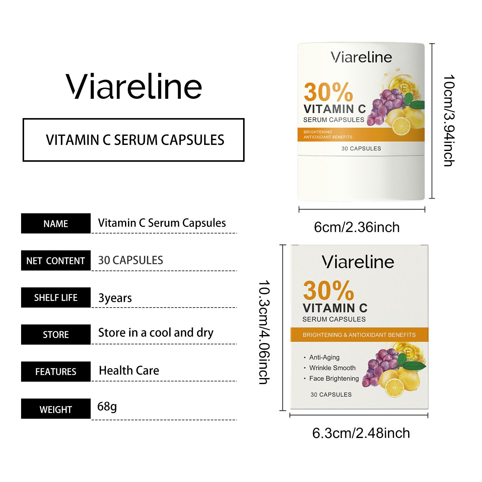 Viareline Vitamin C Brightening Serum Capsules - Dark Spot Corrector Skin Repair
