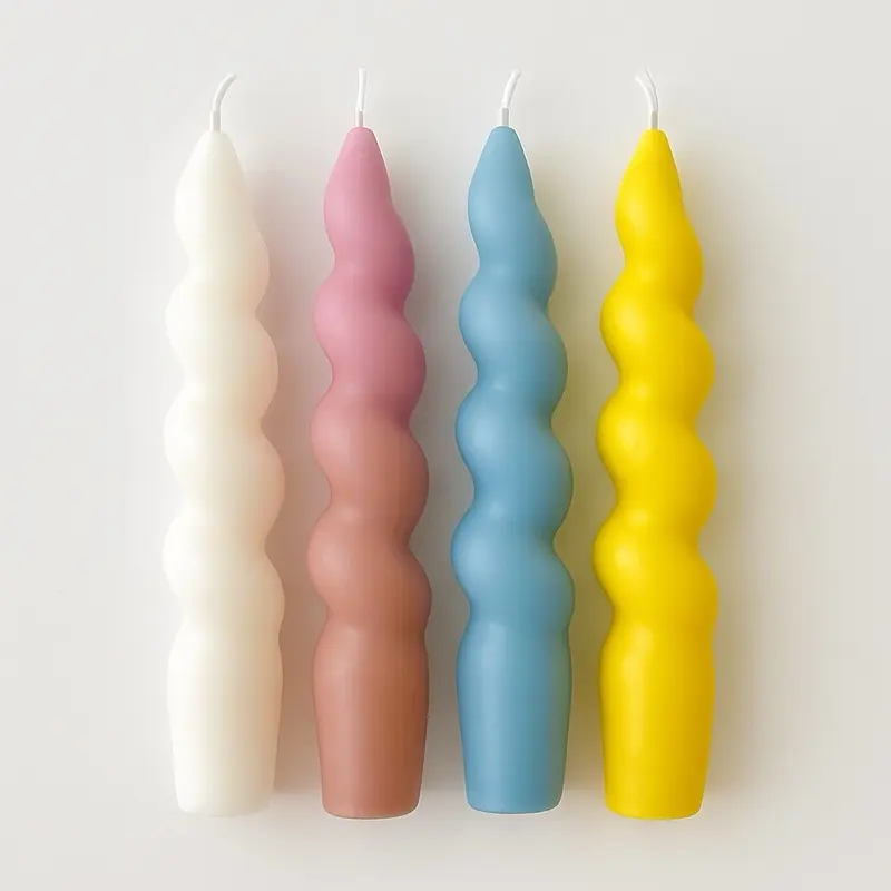 2pc Twist Candle - Unique Spiral Design in White Pink Blue brown & Yellow Colors for Home Decor