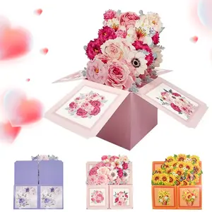 Bouquet Greeting Cards - Handmade bouquet box greeting cards, suitable for various occasions such as Valentine's Day, birthdays, anniversaries, Mother's Day, thank-you cards, cards for mom, congratulatory cards, love cards