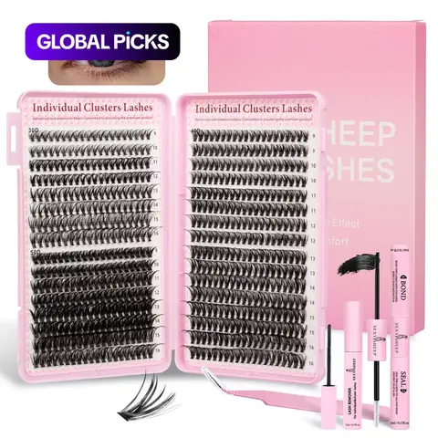 Mixed-Style Lash Clusters Kit, DIY Cluster Lashes, 1 Set Mixed-Length Individual Eyelash Extensions, D-Curl False Eyelashes, Dramatic Volume Eyelash, Professional Eye Makeup Cosmetic Accessory for Women Eyelash Extension Supplies #GLOBAL PICKS