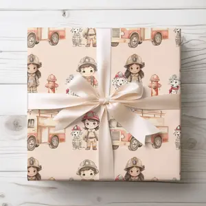 Orange Firefighter Wrapping Paper