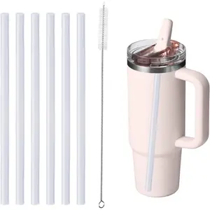Replacement Straw Compatible with Stanley 30oz Quencher ProTour Flip Straw Tumbler, 6 Pack Reusable Drinking Straw with Cleaning Brush, Straws for Stanley Cup Accessories, Plastic