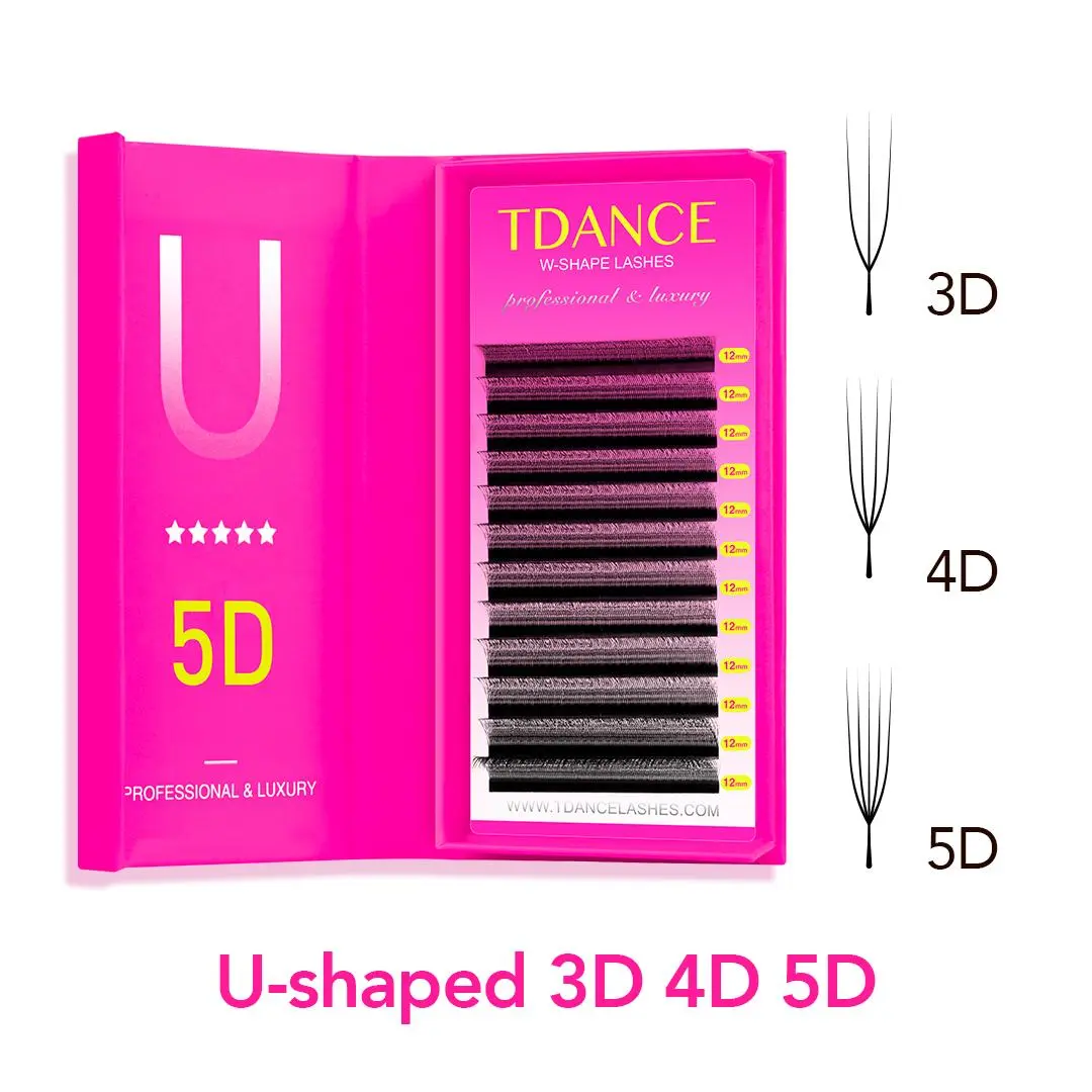 TDANCE U-shaped 3D 4D 5D Single Length 8-15MM Eyelash Extension Handmade Soft New Style U Shape W Bloom Lightweight  Eyelashes 2026 New
