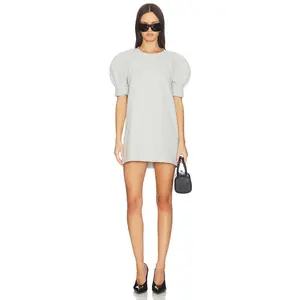 Norma Kamali Short Sleeve Bomber 1980s Mini Dress in Light Heather Grey