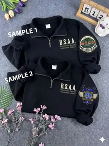 Resident Evil B.S.A.A. Embroidered Quarter Zip Sweatshirt, RE8,9 Leon Kennedy shirt, Horror Game Merch, Gamer Gift, Bioterrorism Security Assessment Alliance Sweatshirt