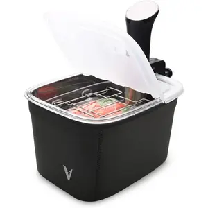 Versatile 12-Quart Sous Vide Container with Built-in Rack and Collapsible Hinged Lid and Insulated Container Sleeve Compatible with  Sous Vide Cookers, KIT-1202-TYPP