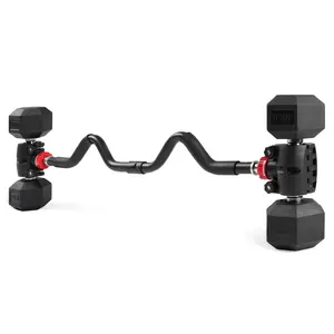 PRCTZ Modular EZ Curl Bar, Weight Lifting Barbell, Biceps and Triceps, Dumbbell to Barbell Converter, Built-in Resistance Tube Adapter 200 Pound Capacity