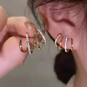 Tewiky Claw Earrings for Women,  Claw Earrings Cuff Hypoallergenic Subloom Ear Wrap Piercing Stud Earrings Minimalist Trendy Cubic Zirconia Warp Cuff Earrings Dainty Jewelry for Women