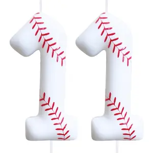Baseball-themed Birthday Number Candles for Cake-White Number 11 Candle, Baseball Cake Topper for Party and Anniversary Decorations