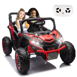 24V Two-Seater Kids Ride On UTV W/Parents Remote Control,Four-Wheel Suspension,Slow Start,Large wheel design,Anti-collision bar,Storage space,Music,USB,Bluetooth,Volume control,LED lights for Kids 3+.
