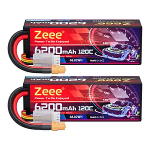 Zeee 3S Lipo Battery 6200mAh 11.1V 120C Hard Case RC Battery with XT60 Connector for 1/8 1/10 Scale Vehicles RC Car Tank Trucks Racing Models(2 Pack) sledge  belted