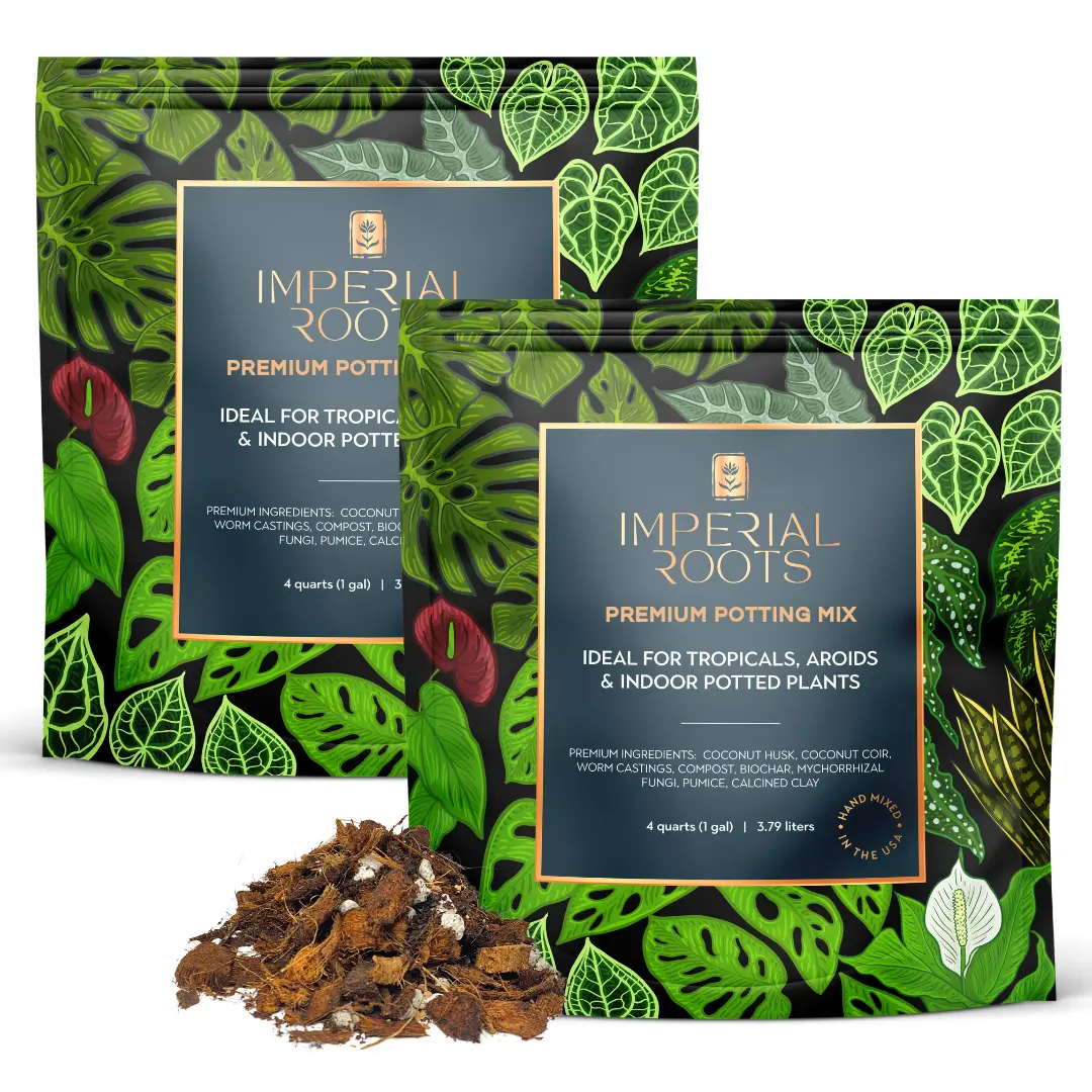 Imperial Roots Premium Potting Mix 2 Packs - Chunky Soil for Healthy Houseplants, Prevents Fungus Gnats & Root Rot, Organic Nutrients, Eco-Friendly Coco Coir, Easy Storage, USA Made