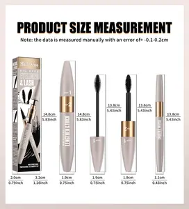 2-in-1 Mascara And Eyeliner Set, Waterproof Volume And Length Mascara, Natural Curl, Eyebrow Pencil, All-in-One Eye Kit(Black)
