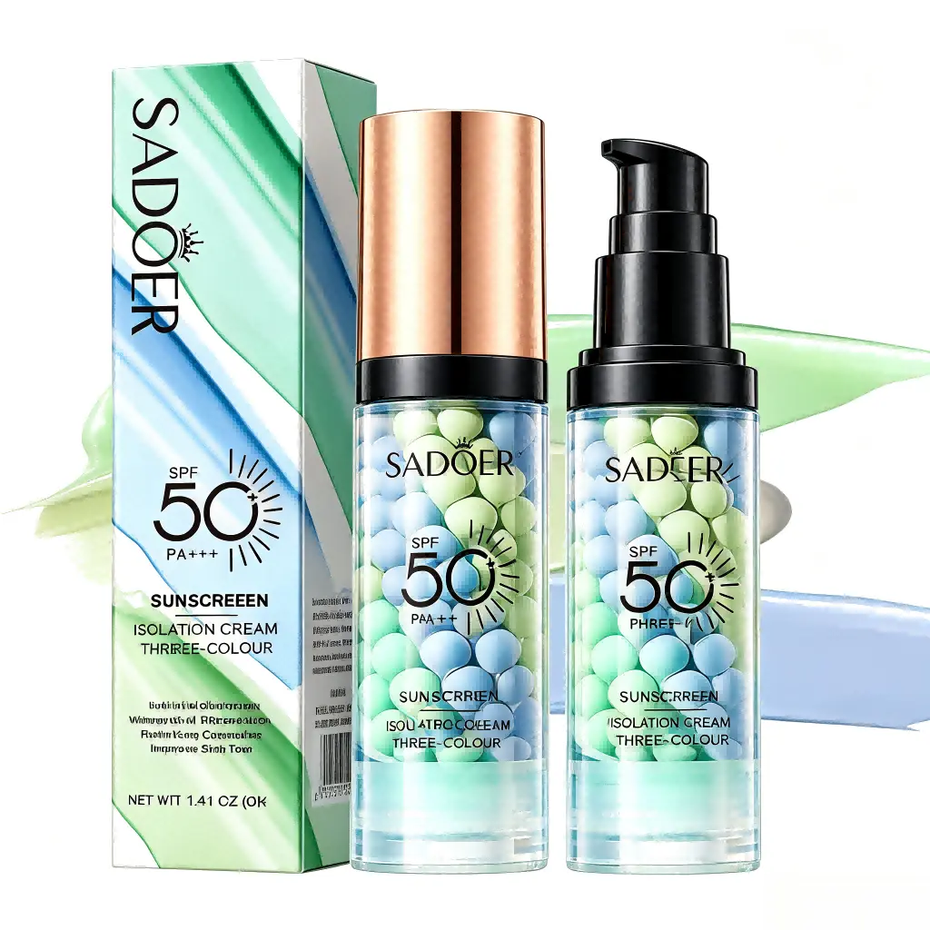 3-in-1 Alcohol-Free Facial Primer Serum - SPF 50 PA+ Tinted Sunscreen for Face, Moisturizing Hydrator, 1-Step Color Corrector, Youth-Boosting Oil Control Isolation Cream for Flawless Skin Tone Makeup Spring Glow Up Summer Vibes,summerwins