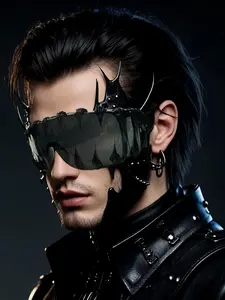 Unisex Asymmetrical PC Frame Glasses, Sporty Style Creepy Decorative Lens Design, All-Season Wearable Eyewear Accessory