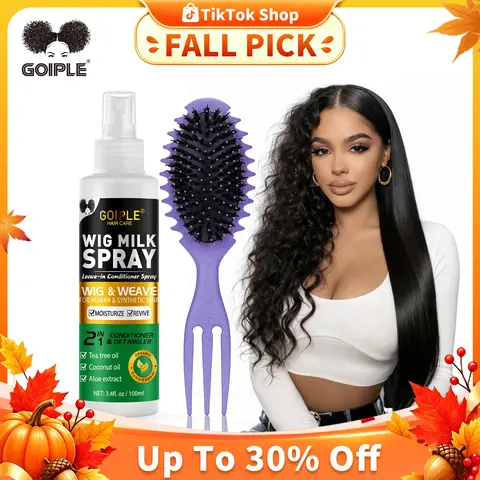 Goiple 2-in-1 Coconut Wig Milk Detangling Spray - Haircare Product with Coconut Oil, Aloe Extract & Tea Tree, Frizz Fix Hydrating Conditioner Spray for Synthetic Wigs & Adults