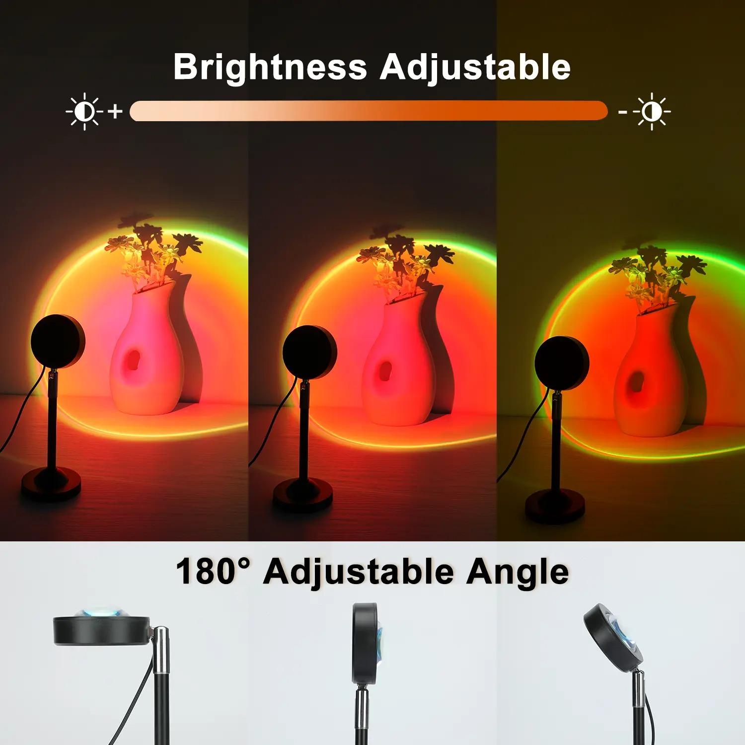 Fall Sunset Lamp Projector Light 180° Adjustable Sunset Mood Lamp, 4 Modes, Remote Control RGB Ambient Night Light for Bedroom, Gaming Room, Live Streaming Photography & Parties Home Wall Decor Party Led Lighted Gift Led Multi Multifunction Rgb Colors