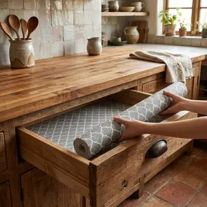 Non Slip Shelf Liner for Kitchen Cabinets Waterproof Drawer Liner Non Adhesive Strong Grip Cabinet Mat 12in x 10FT Gray