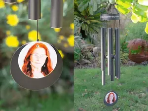 Memorial Wind Chimes | Personalized Name and Photo | Black Metal