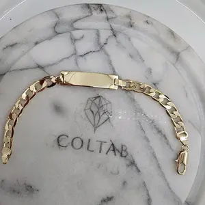 (70) Esclava chapeada  corte cubana 14k  9mm 8 inches.  you can order with your name.