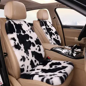 Cow Pattern Plush Car Seat Cover, Universal Fit Vehicle Interior Cushion, Winter Thickening, 1pcs, Ca Prop 65 Compliant, Car Seat Cushions