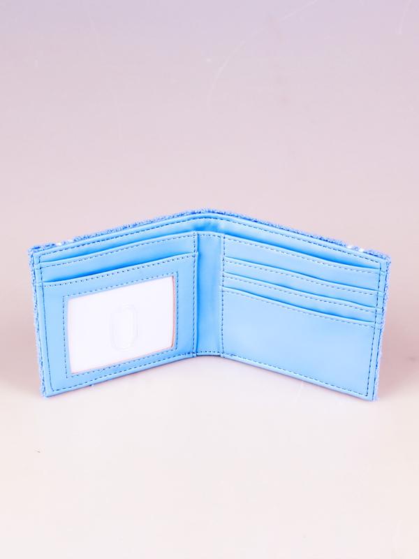 Blue Towel Cloth High-Quality Men's Two-Fold Wallet, Fashion Personalized Card Holder, ID Window, Stylish and Durable