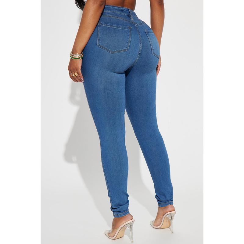 Classic High Waist Skinny Jeans - Medium Blue Wash