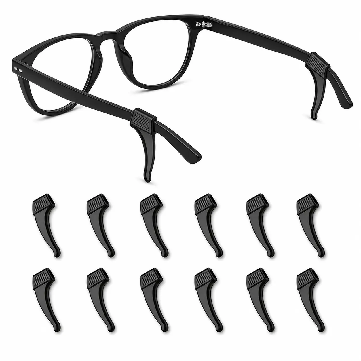 6 Pairs Anti-Slip Eyeglass Ear Hooks, Soft Silicone Glasses Temple Grips for Eyeglasses, Sunglasses and Sports Glasses