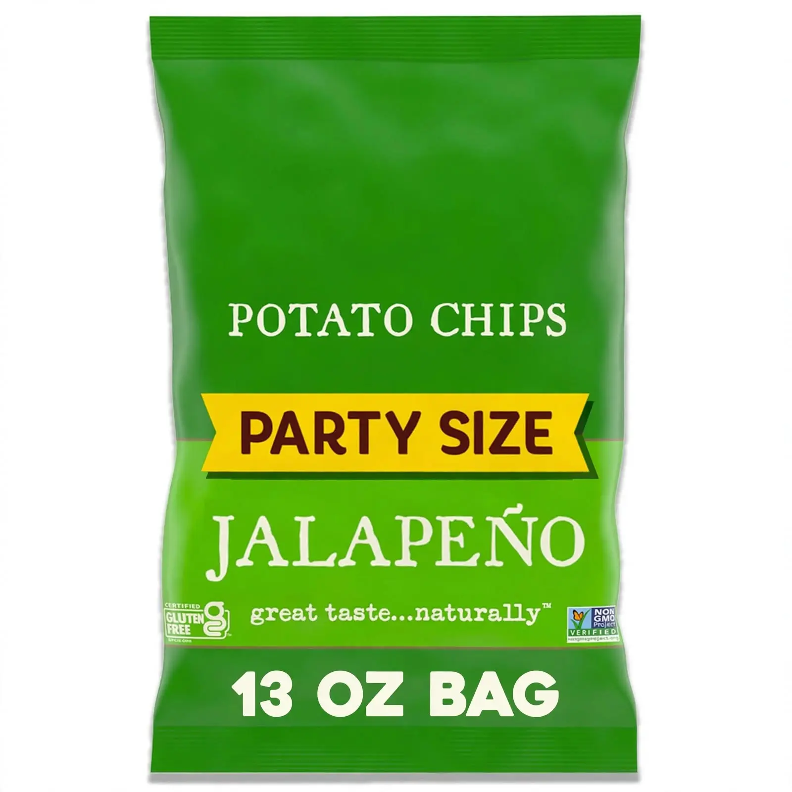Jalapeño Flavored Potato Chips, Party Size Bag, 13 oz, Crunchy Savory Snack for Parties, Gatherings, and Everyday Enjoyment