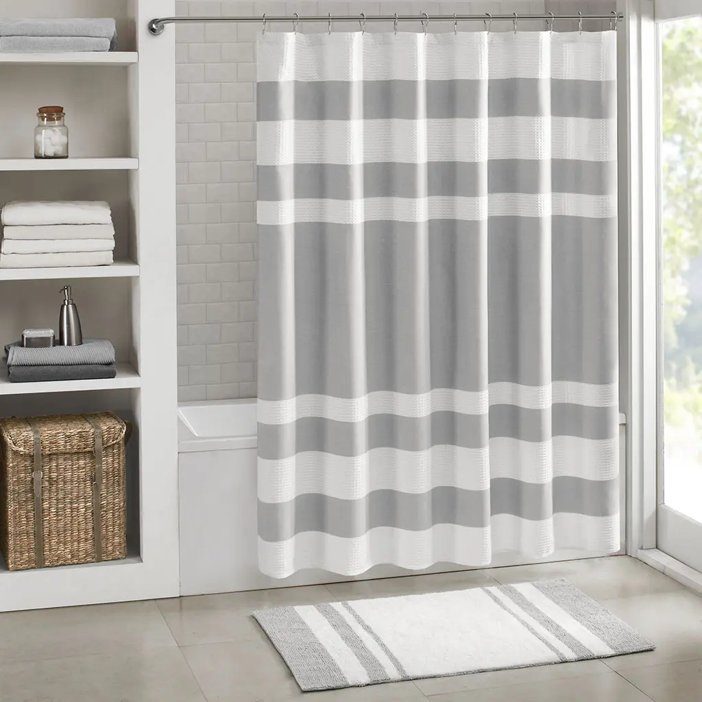 Grey 54x78 Inch Fabric Shower Curtain with 3M Water-Repellent Treatment, Mildew-Resistant Bathroom Liner for Standard Tub and Shower Stalls, Privacy Screen for Bath Decor