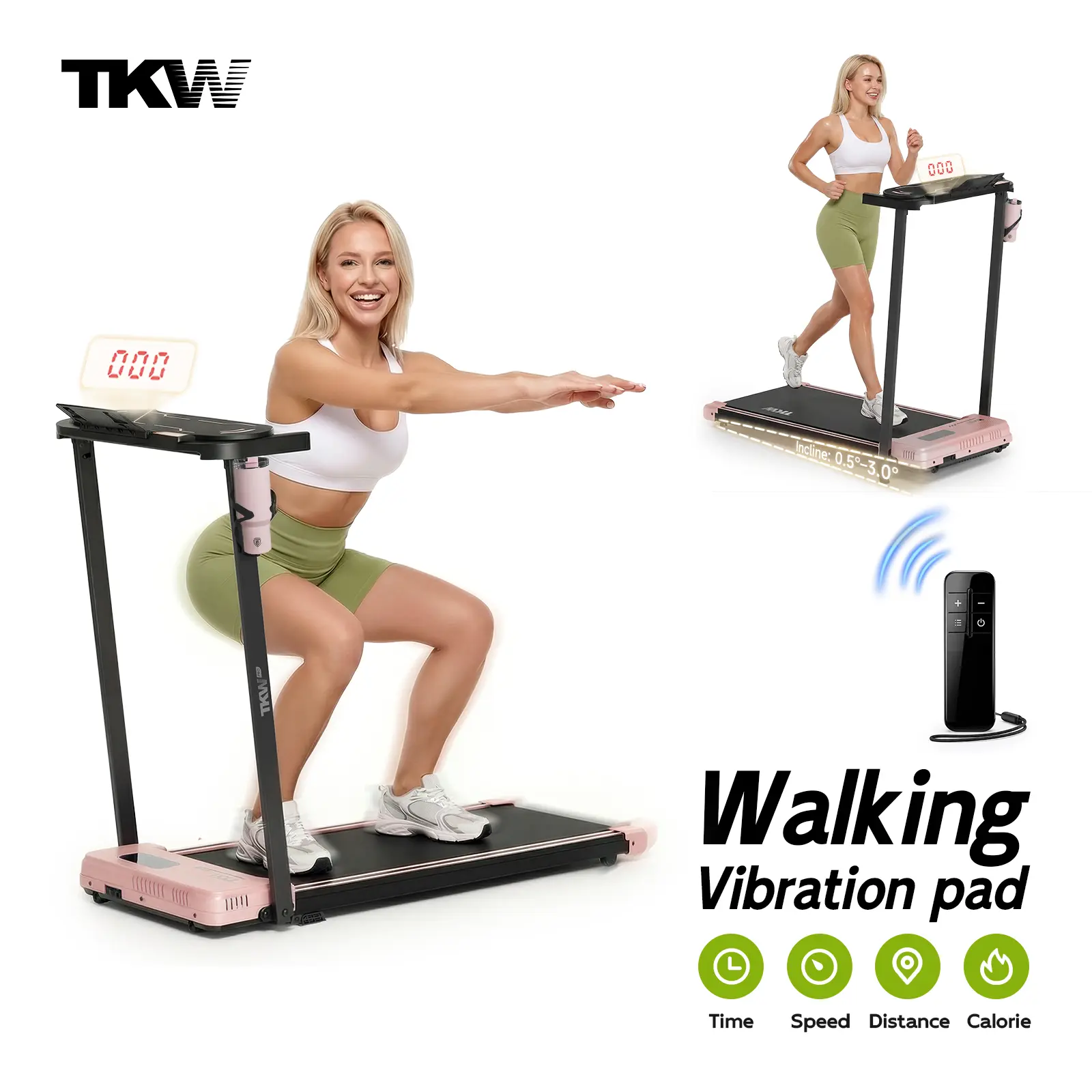 TKW 3-in-1WalkingVibration pad，Lightweight Under DeskWalking pad , Low ...