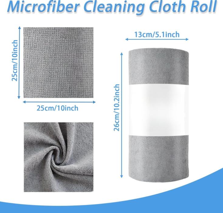 20 Pack Microfiber Cleaning Cloth Roll,Reusable Tear Away Microfiber Towels,Washable Ultra Absorbent Rags Drying Dishcloths for Car,Home,Garage or Shop(Grey)