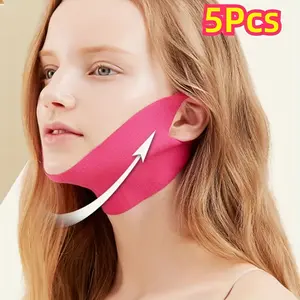 [Firming Chin Lift Strap] 5PC V-shaped Chin Lift Strap Set |   Firming Lift Water Gel Collagen Facial Sling, containing Hyaluronic Acid and Aloe Vera - Women's Fragrance-free Chin and Mandibular Line Tightening System-G