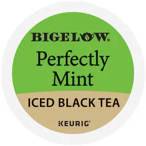 Bigelow Perfectly Mint Iced Black Tea - Keurig K-Cup Pods - Black Tea - Spearmint Flavors - Single Serve Tea Drinks - High Box Count