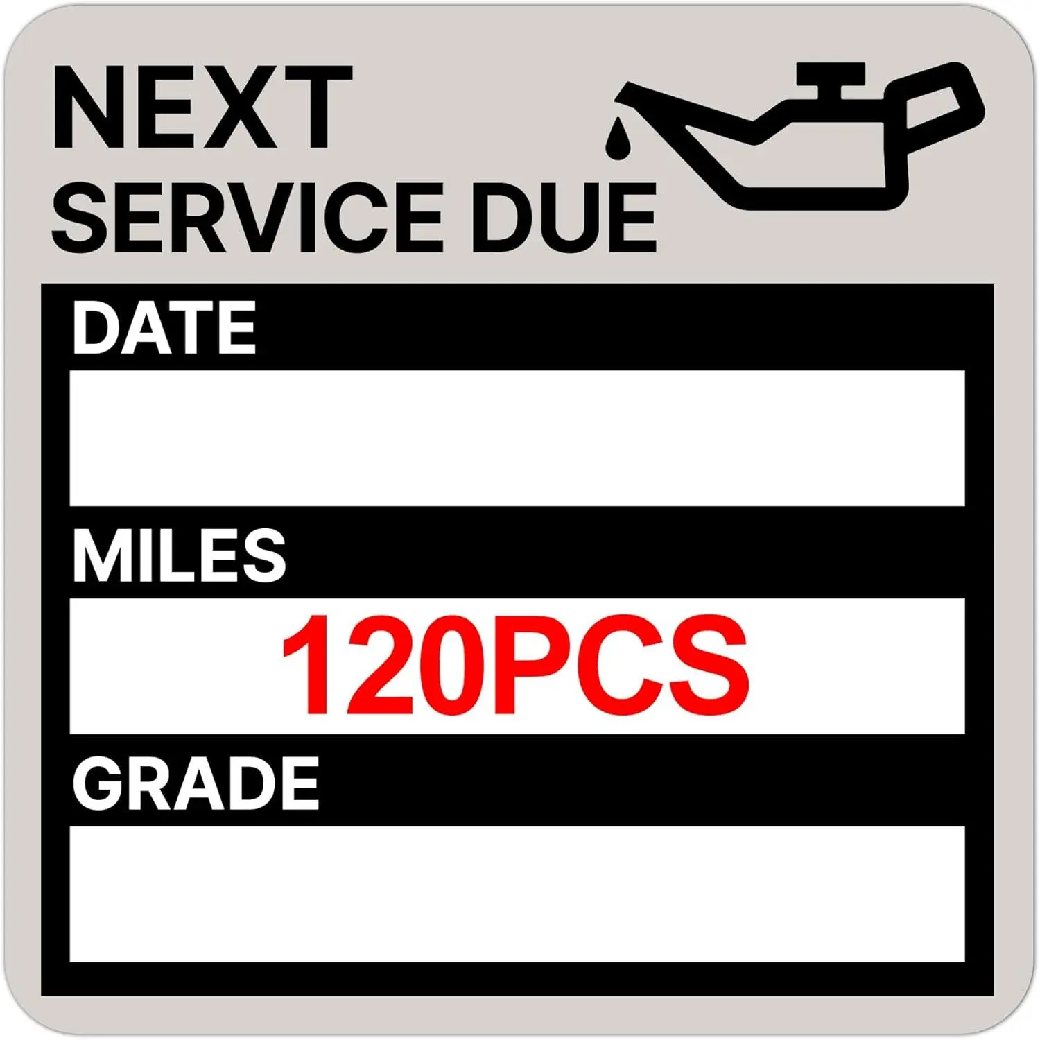 for Oil Change Sticker Static Cling, Clear Stickers 120 count 2"x 2" Next Service Due Sticker for Windshield, Easy to Peel with No  for  Auto  Window (Black-Grey)