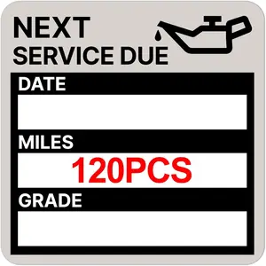 for Oil Change Sticker Static Cling, Clear Stickers 120 count 2"x 2" Next Service Due Sticker for Windshield, Easy to Peel with No  for  Auto  Window (Black-Grey)