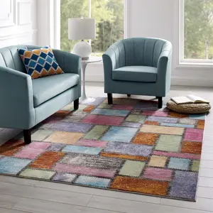 Modway Success Nyssa Abstract Geometric Mosaic 8x10 Area Rug in Multicolored