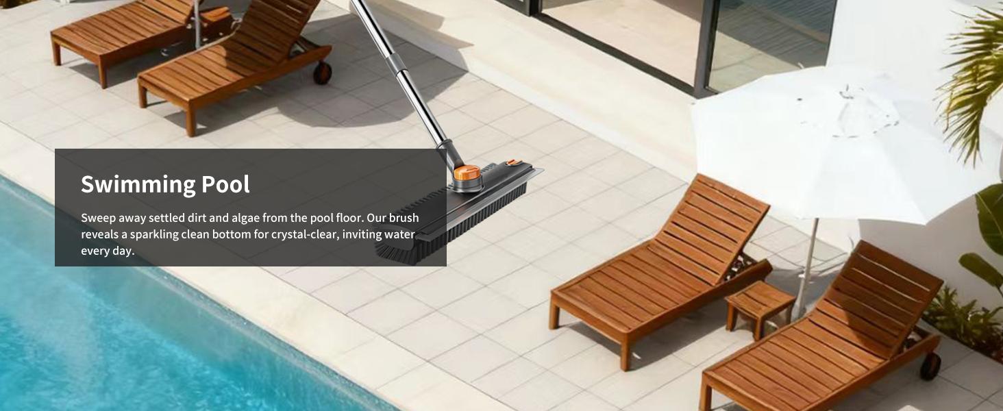 3-in-1 Heavy-Duty Floor Scrub Brush with Long Handle | Adjustable 360° Rotating Head | Stiff Bristles for Bathroom, Shower, Kitchen, Wall & Floor Cleaning | Multi-Purpose Scrubber for Garage, Patio & Deck | Perfect Gift for Home Cleaning Enthusiasts