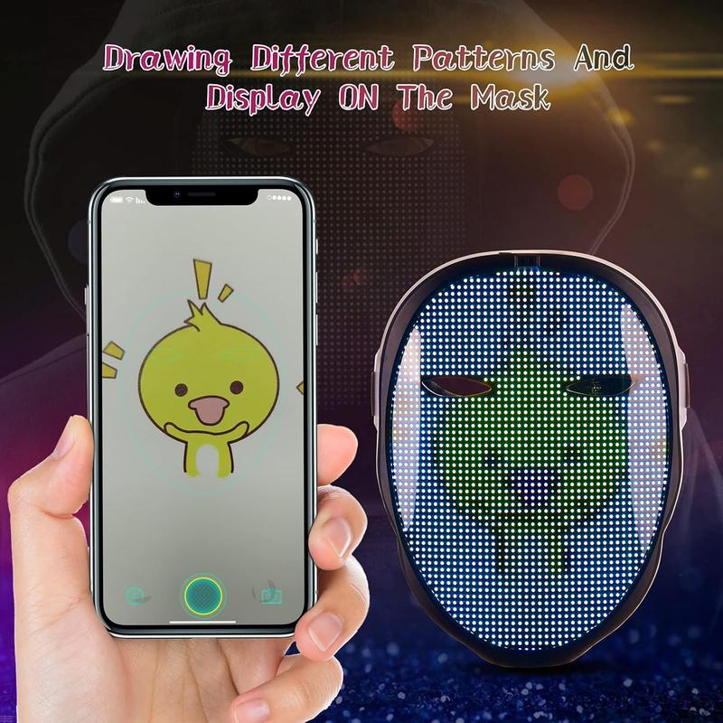 Led Mask,  App Controlled Halloween , Luminous Mask for Adults, Light up Costumes